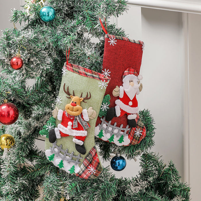 Adornos de bolsa de regalo de árbol de Navidad de lino