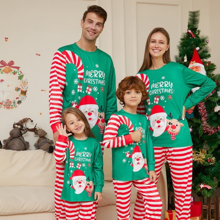 Desenhos animados Papai Noel Carta Impressão Pai-Filho Pijama de Natal Terno de Desgaste Doméstico