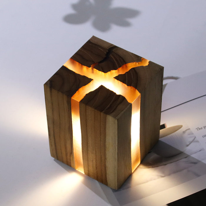Lampada da tavolo creativa da comodino regolabile, antiriflesso, decorativa, in legno, colore marrone, lampada da scrivania a LED con luce notturna di ricarica USB per camera da letto marrone