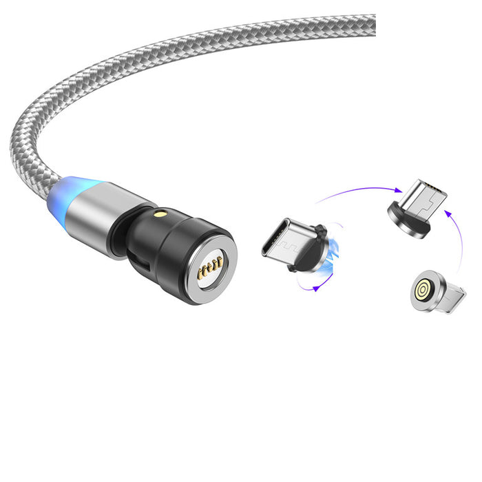 Câble de données magnétique trois-en-un pour chargement de téléphone portable