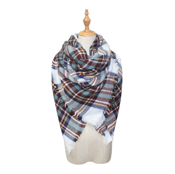 Cashmere scarves in double-sided seven - color plaid squares