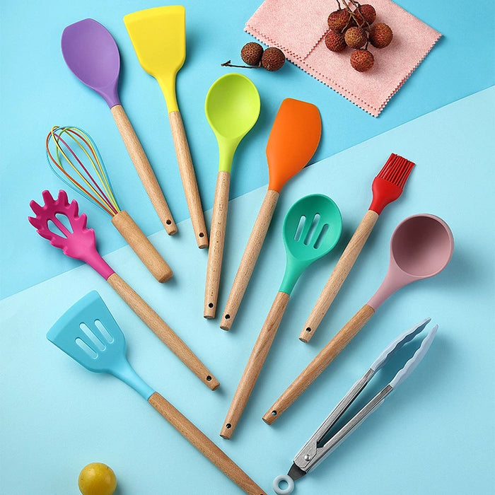 Silicone Kitchenware Cooking Utensils Set Heat Resistant Kitchen Non-Stick Cooking Utensils Baking Tools