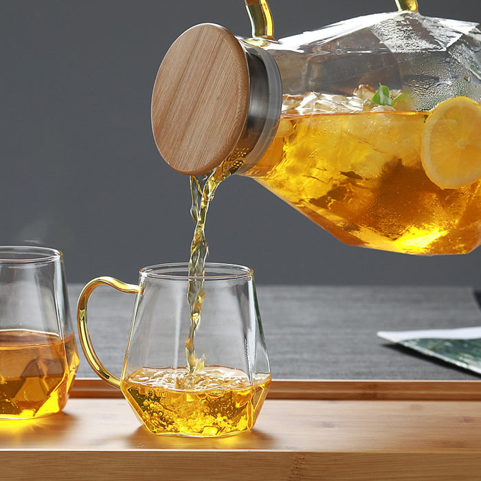 Juego de Tetera de cristal con textura de diamante, jarra de agua fría y caliente, cafetera transparente