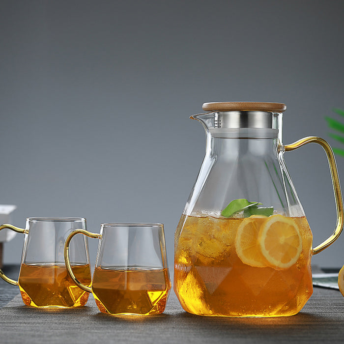 Ensemble de théière en verre à Texture diamant, pichet à eau chaude et froide, cafetière transparente