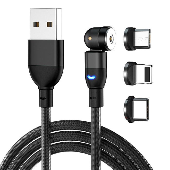 Data Cable 540 Degree Blind Suction Round Magnetic Charging Cable Three-in-one Bent Magnetic Cable