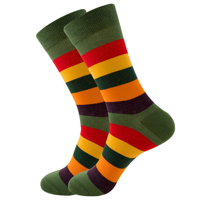 Chaussettes homme rayées chaussettes tube carré chaussettes femme vague