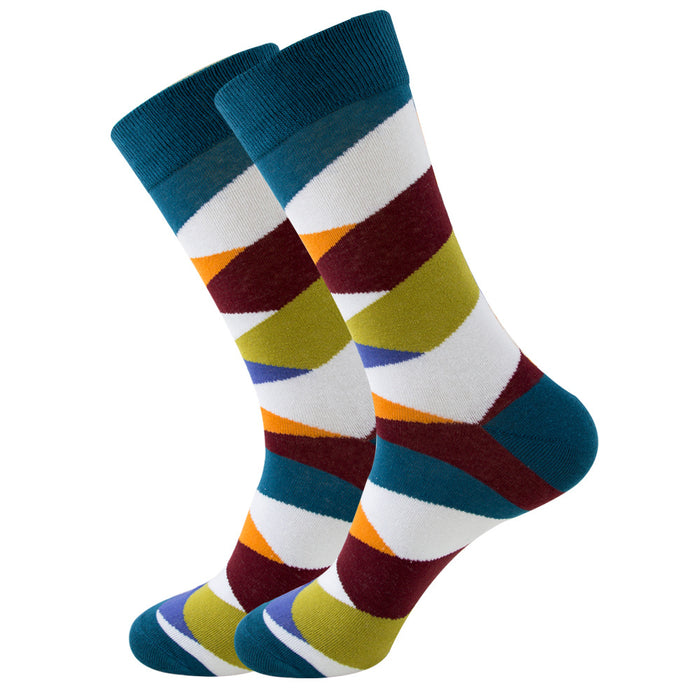 Chaussettes homme rayées chaussettes tube carré chaussettes femme vague