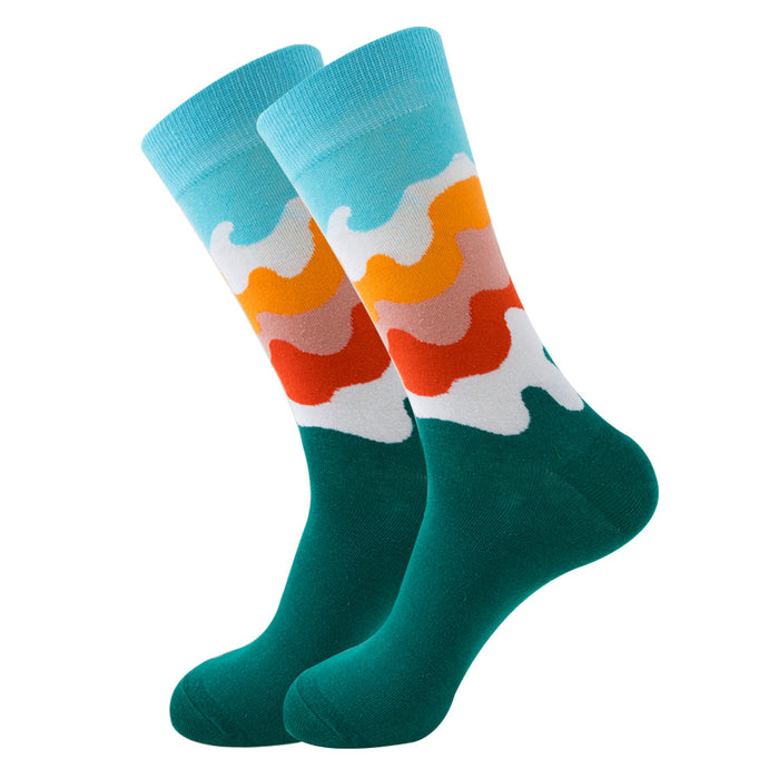 Chaussettes homme rayées chaussettes tube carré chaussettes femme vague