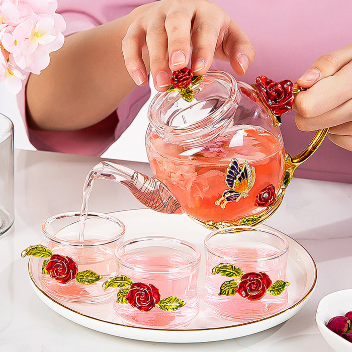 Tasse à eau en émail, théière en verre résistant à la chaleur, service à thé Simple