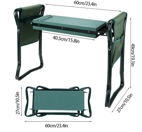 Silla plegable para banco de césped al aire libre con bolsa de herramientas, resto de jardín