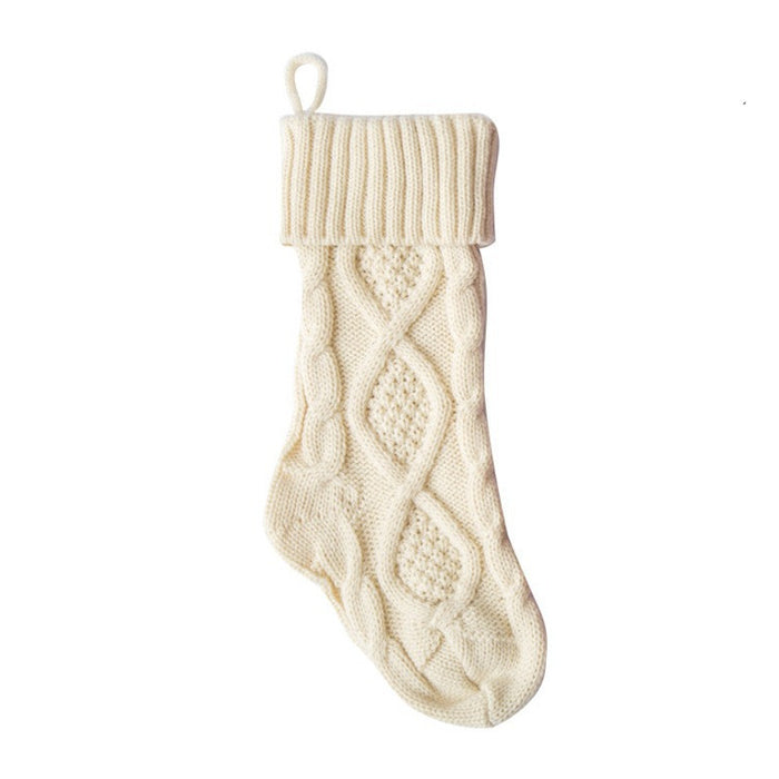 Meias de lã tricotadas de Natal em forma de saco de doces