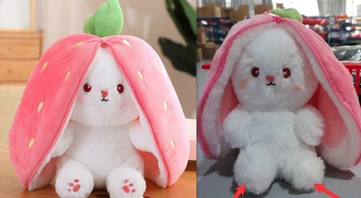 Wanghong Cute se transforma em brinquedo de pelúcia de boneca de coelho de morango