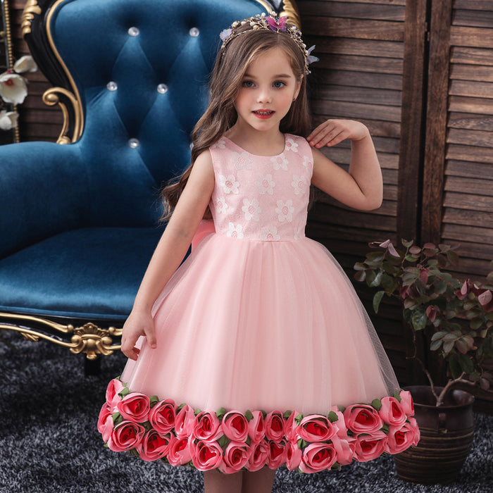 Vestido de princesa vestido de niña de boda vestido de malla de niña de flores