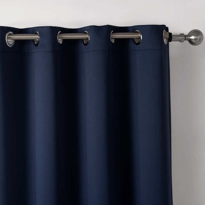 Cortinas impressas em tecido blackout azul escuro para quarto