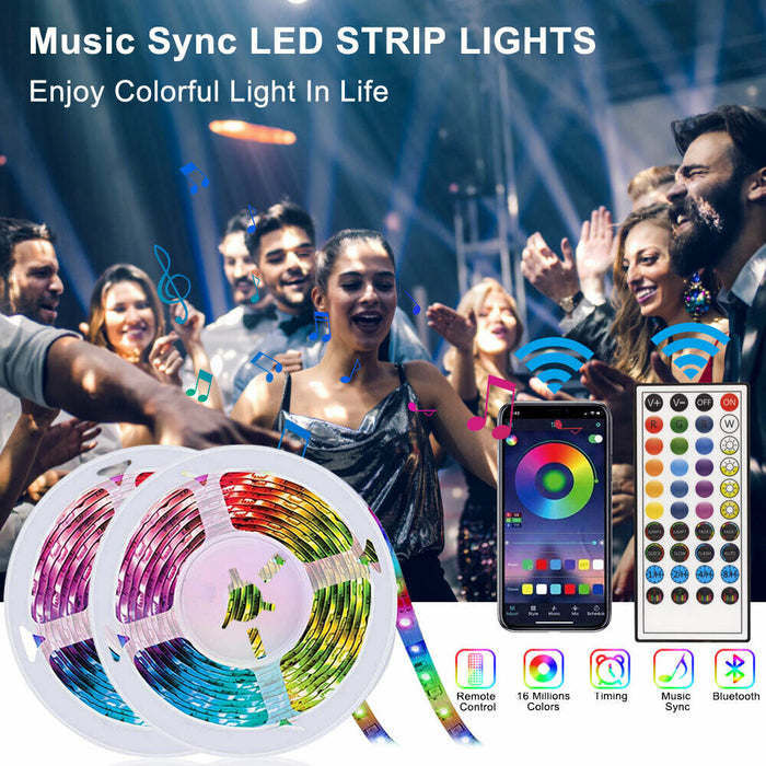 Luces de tira LED 5050 RGB Bluetooth Cambio de color de luz de habitación con control remoto
