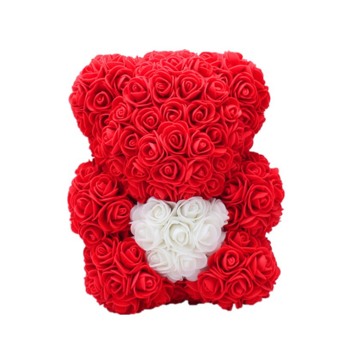 Cadeau de la Saint-Valentin Ours Rose Fleur Éternelle Ours en Peluche Rose Ours en Mousse PE 25 cm Saint Valentin