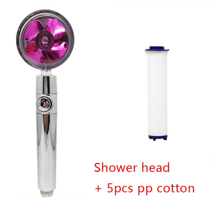Duschkopf, wassersparend, um 360 Grad drehbar, mit kleinem Ventilator, ABS-Regen-Hochdruck-Sprühdüse, Badezimmer-Zubehör