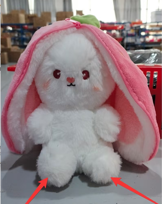 Wanghong Cute Transforms Into Strawberry Rabbit Doll Plush Toy