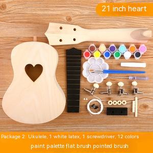 Ukelele Diy Guitarra Pequeña Kit De Material Hecho A Mano Pintado