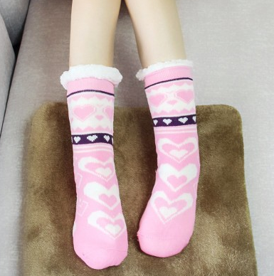 Thickened and velvet silicone non-slip adult floor socks indoor warm foot cover