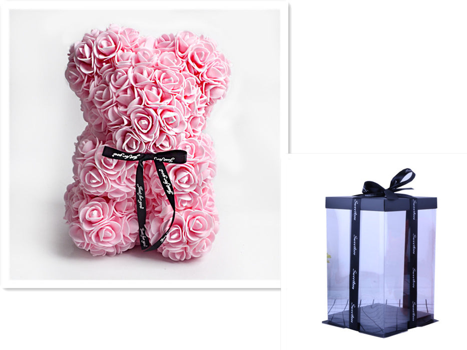 Presente de Dia dos Namorados Urso Rosa Flor Eterna Rosa Urso de Pelúcia Urso de Espuma PE 25cm Dia dos Namorados