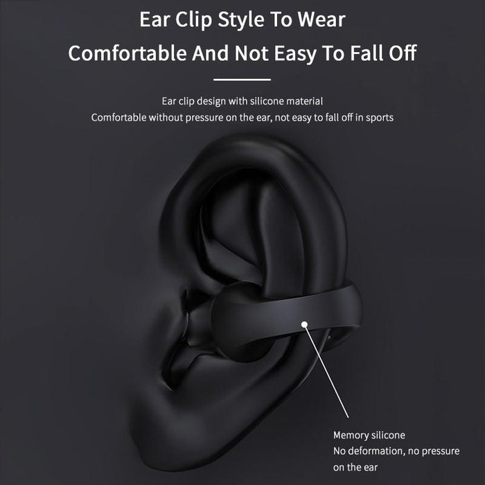 Clip per orecchio Cuffia per conduzione ossea Bluetooth 5.2 HIFI Auricolare wireless Touch Vivavoce Sport Cuffie con cancellazione del rumore con microfono