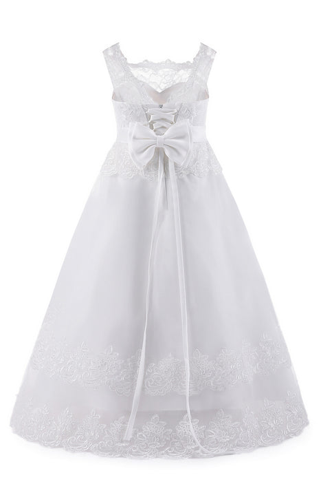 Vestido tutú de niña de flores de princesa de moda blanca