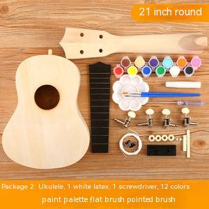 Ukelele Diy Guitarra Pequeña Kit De Material Hecho A Mano Pintado