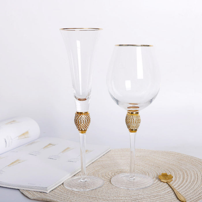 Calice da champagne con vaso da vino in diamante