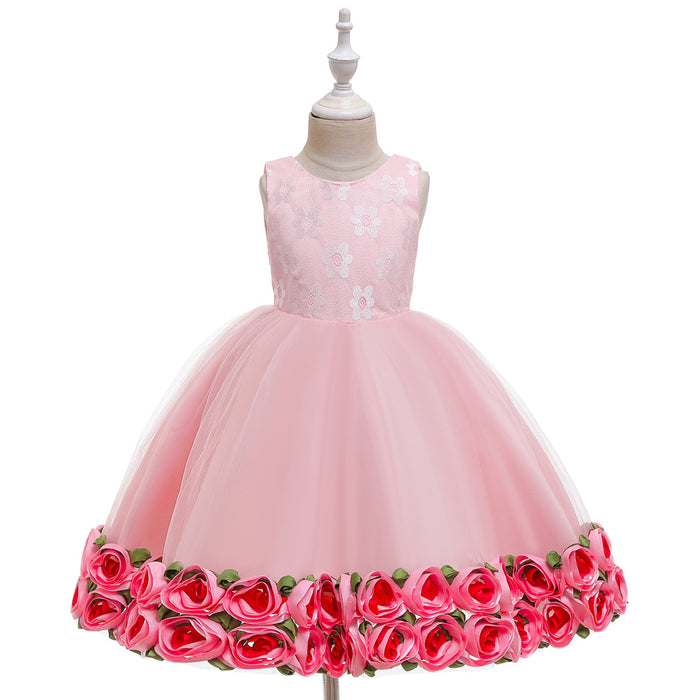 Vestido de princesa vestido de niña de boda vestido de malla de niña de flores