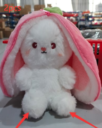 Wanghong carino si trasforma in un peluche con bambola di coniglio fragola