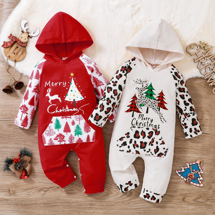 Vêtements de noël pour enfants, à manches longues, à capuche, une pièce, vêtements d'escalade longs pour enfants, nouvelle collection