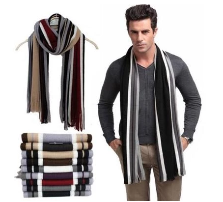 Autumn and winter fringed men's scarves