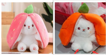 Wanghong Cute se transforma em brinquedo de pelúcia de boneca de coelho de morango