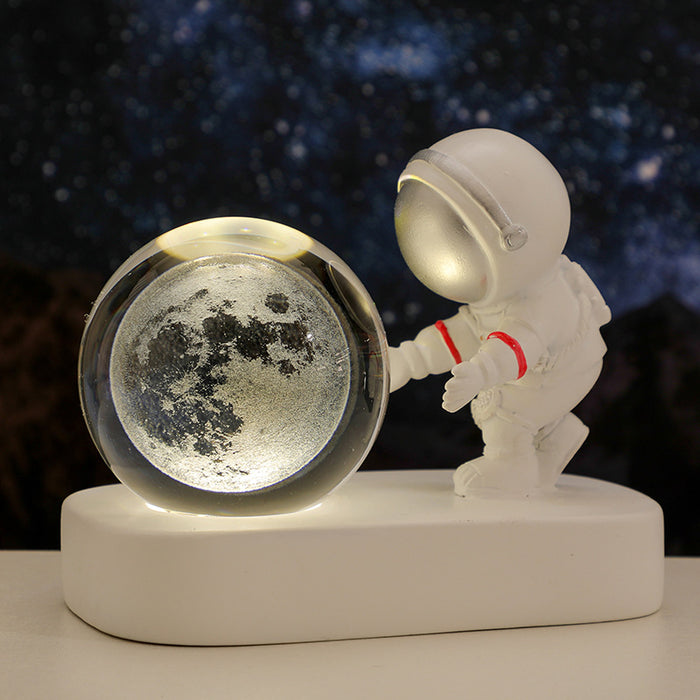 Luminosa galassia planetaria astronauta sfera di cristallo luci notturne USB alimentazione calda luce da comodino lampada da notte regalo di compleanno