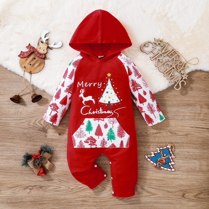 Abbigliamento per bambini Natale Nuovo abbigliamento per bambini da arrampicata lungo in un unico pezzo con cappuccio a maniche lunghe