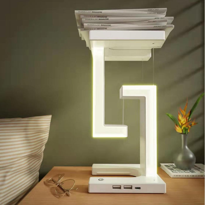 Lámpara de mesa con suspensión de carga inalámbrica para teléfono inteligente, lámpara de equilibrio flotante para el hogar y el dormitorio