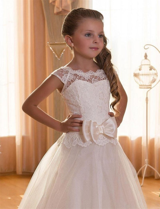 Vestido tutú de niña de flores de princesa de moda blanca
