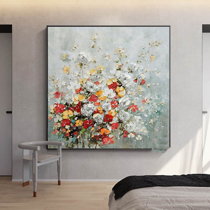 Pintura al óleo sin marco del arte de la pared de la flor blanca