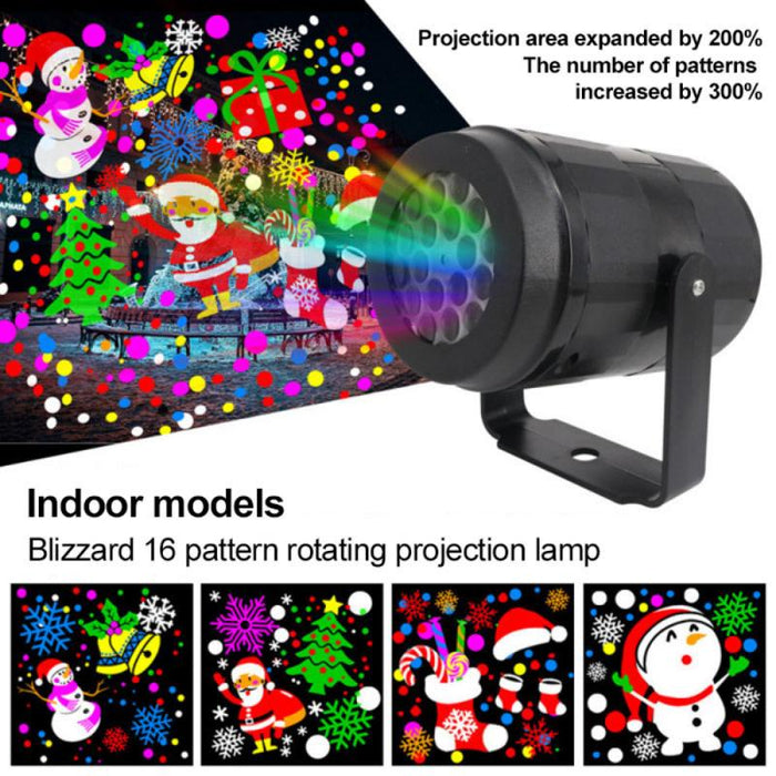 2023 Lumières de fête de Noël Projecteur de flocon de neige Lumière de scène LED Rotative Motif de Noël Éclairage de vacances en plein air Jardin Décor de Noël