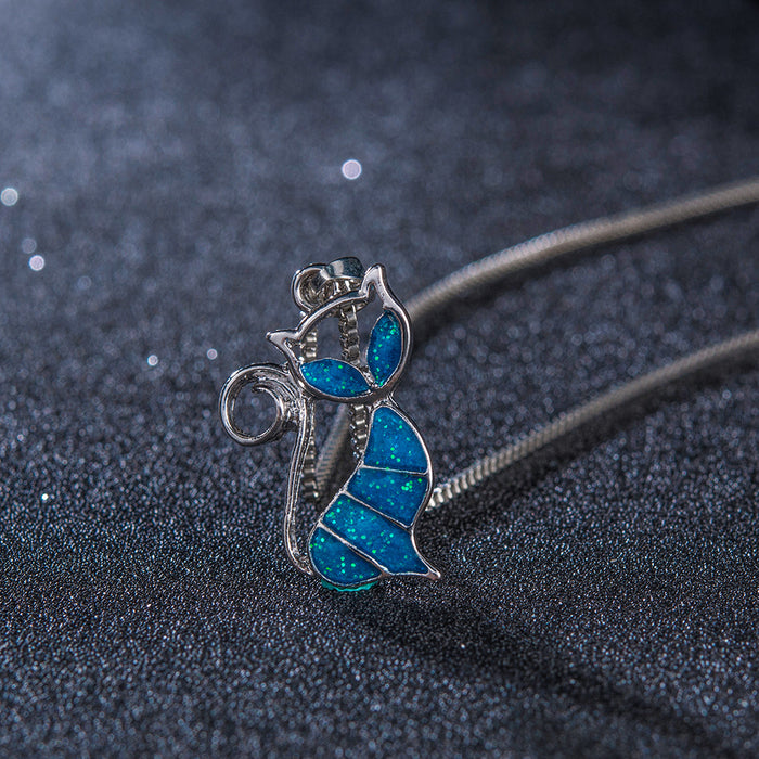 Anhänger Blauer Opal Halskette Schmuck Geschenk für Frauen
