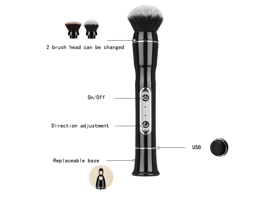 Electric makeup brush, automatic fiber hair foundation blusher brush, multifunctional beauty tools