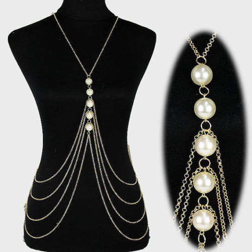 Pearl necklace body jewelry