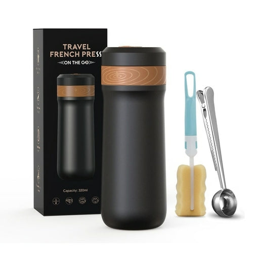Tragbare Kaffeemaschine aus Edelstahl, 320 ml, French Press, Tee und Kaffee