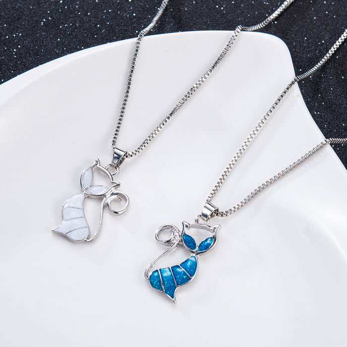 Anhänger Blauer Opal Halskette Schmuck Geschenk für Frauen