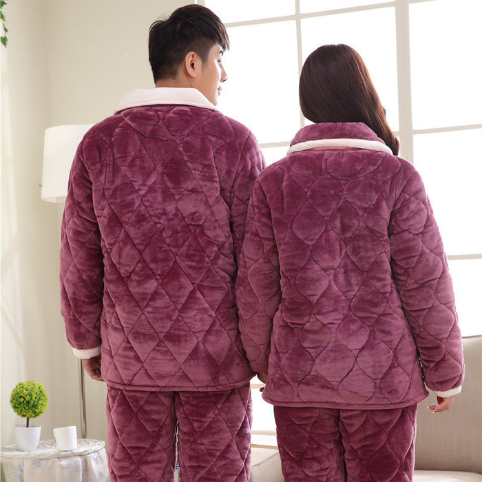 Purple flannel and cotton pajamas for men and women