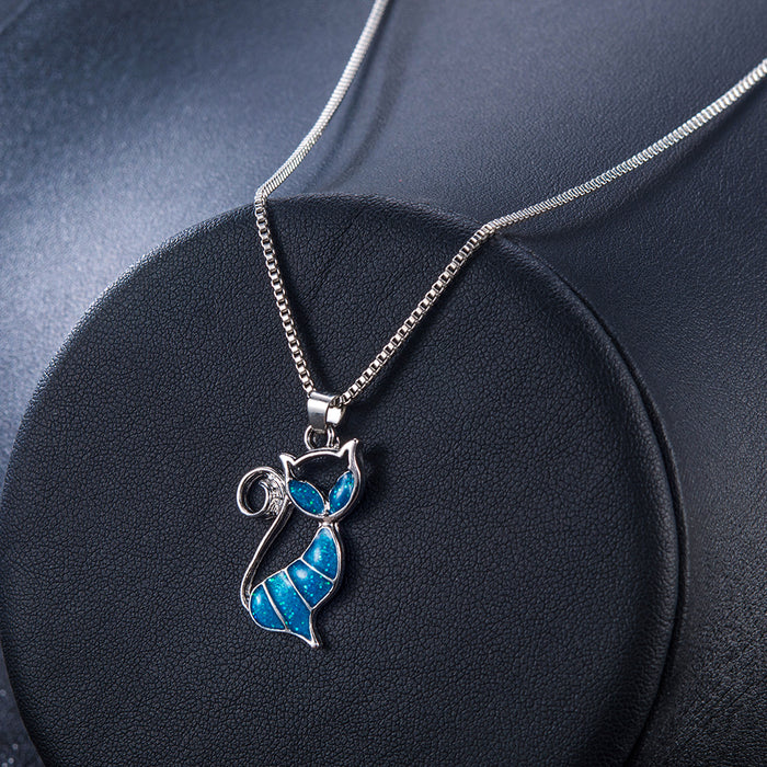 Pendant Blue Opal Necklace Jewelry Gift for Women