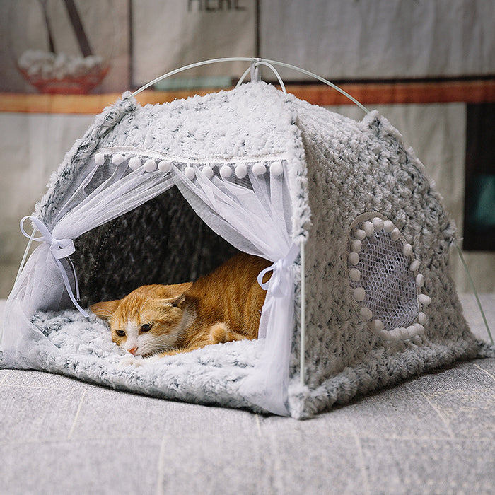 Semi-enclosed bed for pets