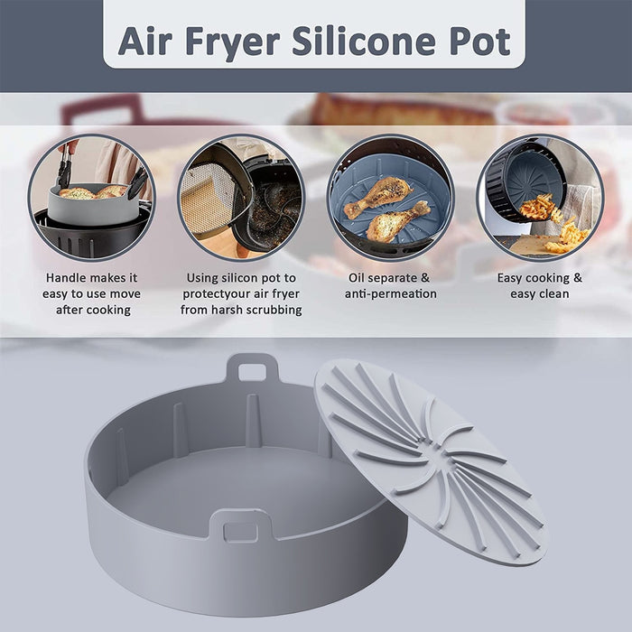 Air Fryer Silicone Pot with Handle Reusable Air Fryer Liner Heat