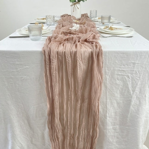 Semi-Transparent Gauze Table Runner Cheesecloth Table Decoration Dining Room Vintage